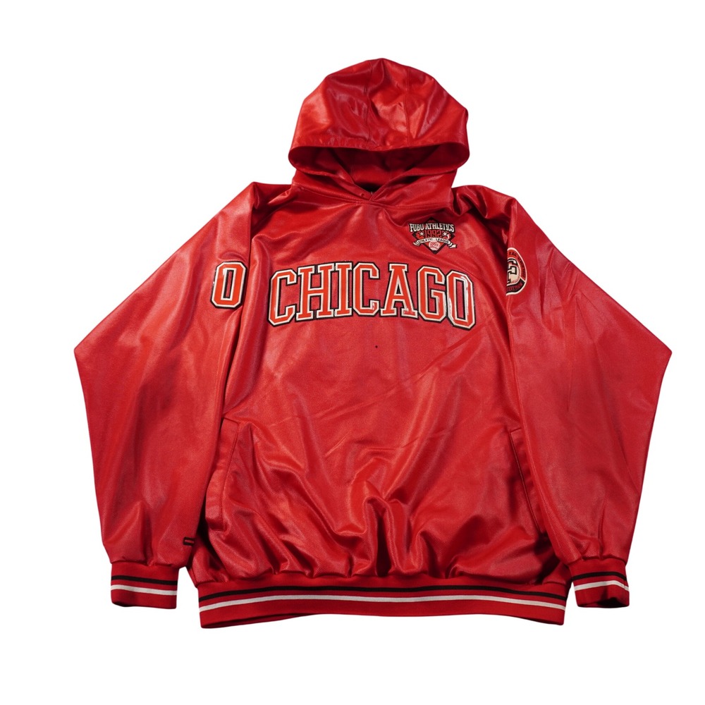 FUBU Hoodie Mens 4XL Red Chicago Athletics 1992 Mesh Pullover Streetwear Baggy
